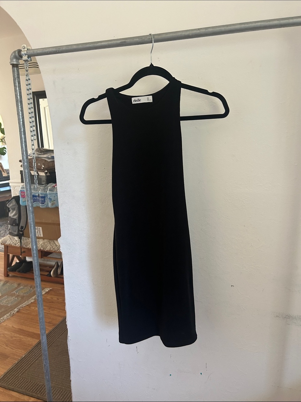 ELODIE Black High-Neck Mini Dress small S